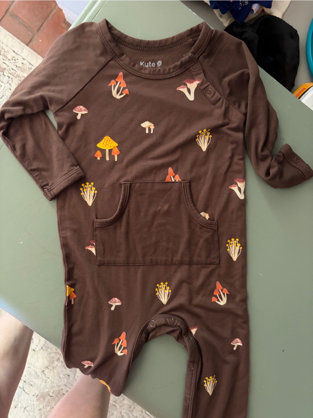 Kyte BABY Brown One-Piece Bodysuit with fungi print